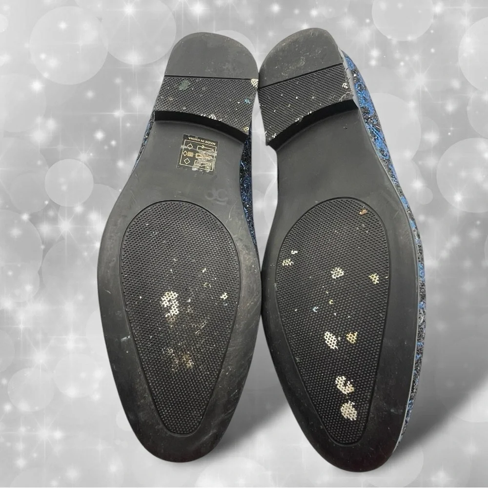 Blue Velvet Embellished Men's Loafers